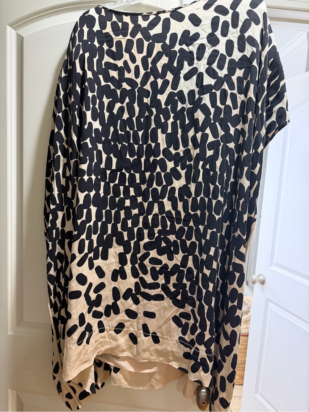 Diane Von Furstenberg Black and Cream Printed Midi Dress